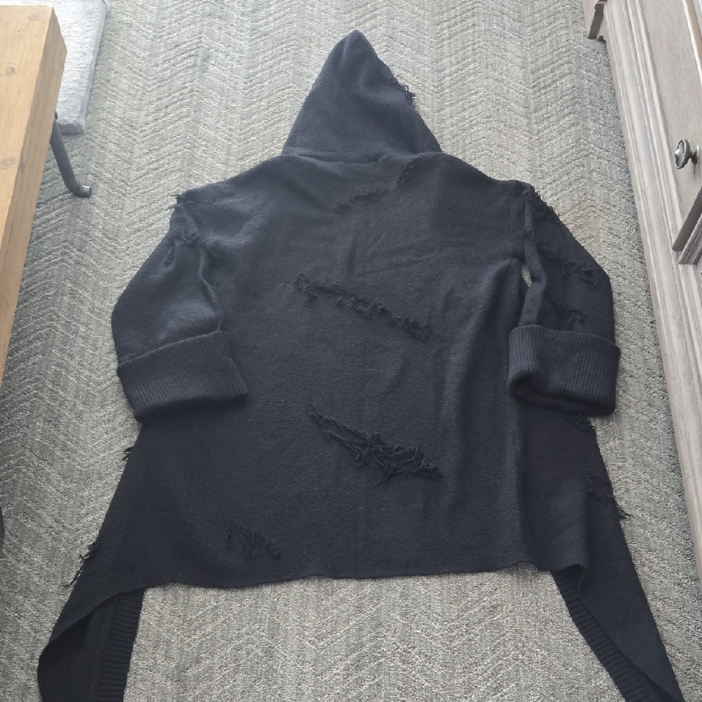 Killstar Black Hooded Shredded Cardigan - Picture 13 of 14